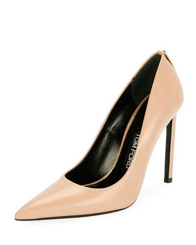 Tom Ford Pointed-toe 105mm Leather Pump In Flesh