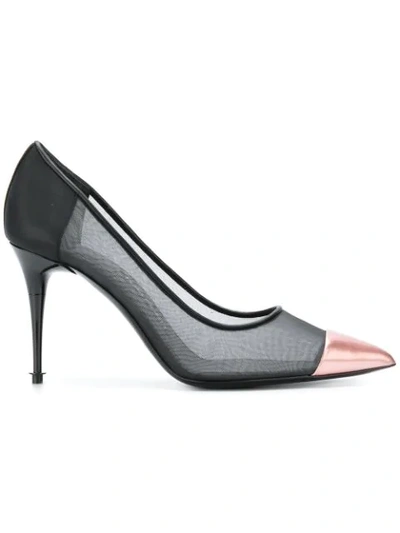Tom Ford Metallic Leather And Mesh Pumps In Black