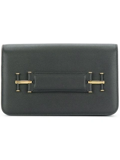 Tom Ford Tara Grain Calf Clutch Bag In Black