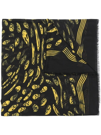 Alexander Mcqueen Skull Print Modal Scarf In Yellow