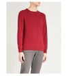 Emporio Armani Squared-knit Wool-blend Sweater In Burgundy