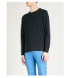 Emporio Armani Squared-knit Wool-blend Jumper In Navy