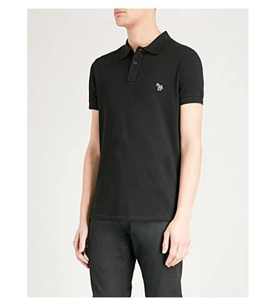 Ps By Paul Smith Zebra-embroidered Cotton-pique Polo Shirt In Black