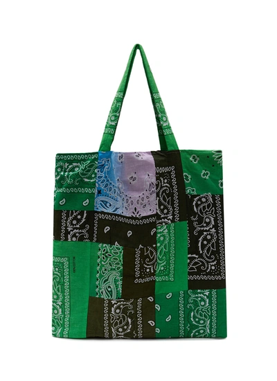 Arizona Love 'beach Bag Patch' Bandana Print Cotton Tote Bag In Green