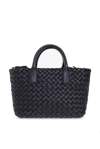 Bottega Veneta Cabat Mini Intrecciato-leather Top-handle Bag In Black