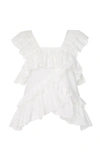 Goen J Sleeveless Top With Lace Ruffle Trim & Layers In White