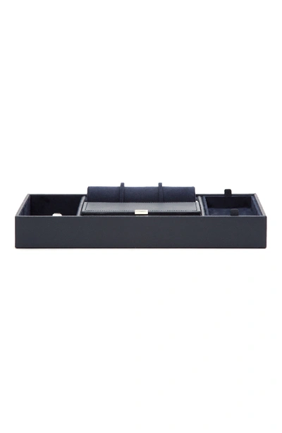 Wolf Howard Valet Jewelry Tray With Tie Roll - Blue In Navy