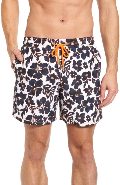 Vilebrequin Moorea Natural Flowers Printed Swim Trunks In White