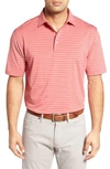Peter Millar Halifax Pinstripe Stretch Jersey Polo In Cape Red
