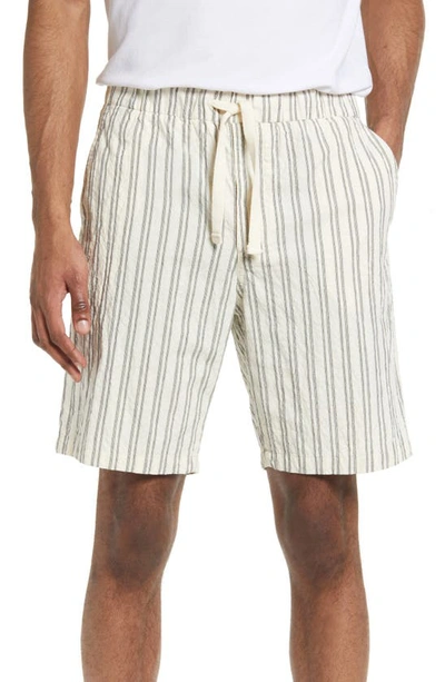 Nn07 Keith Straight-leg Striped Cotton-blend Drawstring Shorts In Black Stripe
