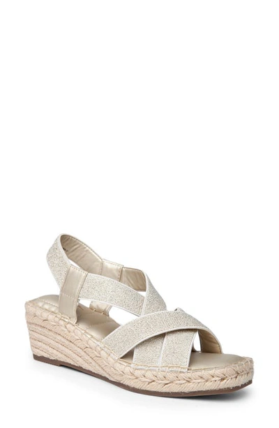 Me Too Elastic Strappy Heeled Espadrille In Gold Dusty Elastic