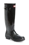 Hunter Original High Gloss Boot In Black Glitter