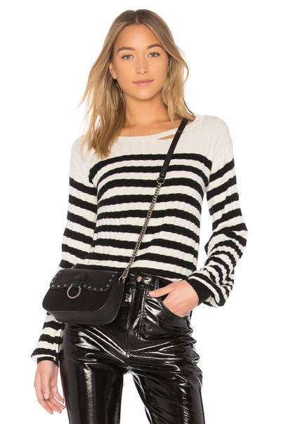 Pam & Gela Destroyed Stripe Sweater In Black & White