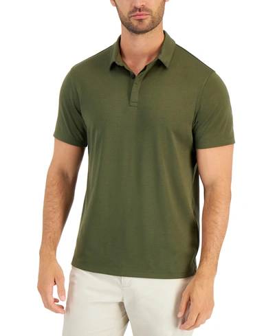 Alfani Men's Regular-fit Solid Long-sleeve Supima Polo Shirt, Created For Macy's In Costa Green