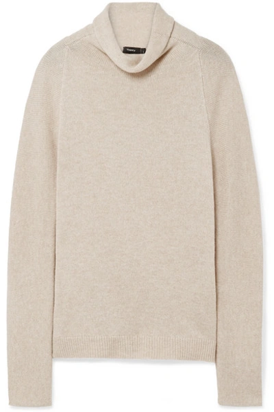 Theory Norman B Turtleneck Cashmere Sweater In Beige