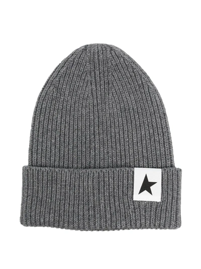 Golden Goose Kids' Knitted Logo-patch Beanie In Grey