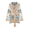 Alanui Ikat Jacquard Belted Cashmere Icon Cardigan In Beige,brown,green