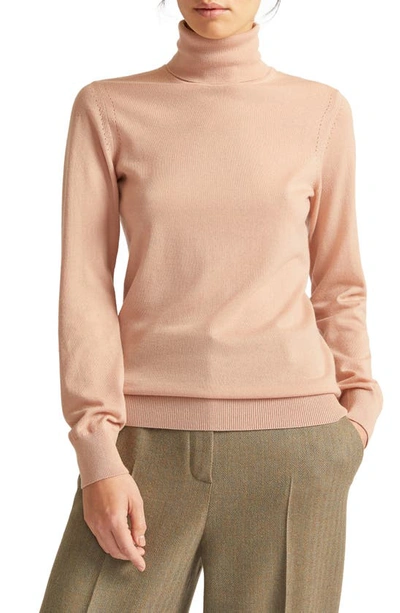 Loro Piana Featherweight Cashmere Turtleneck Sweater In Strawberry Frosting