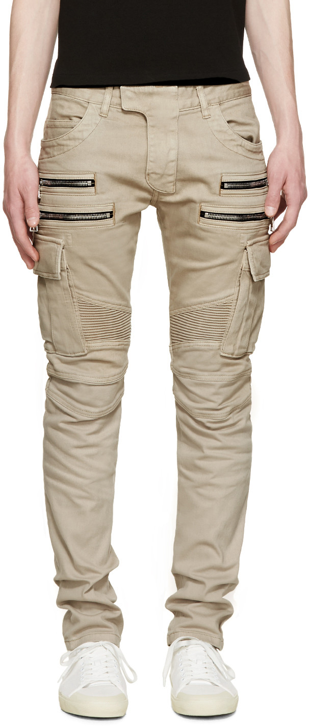 mens beige cargo trousers