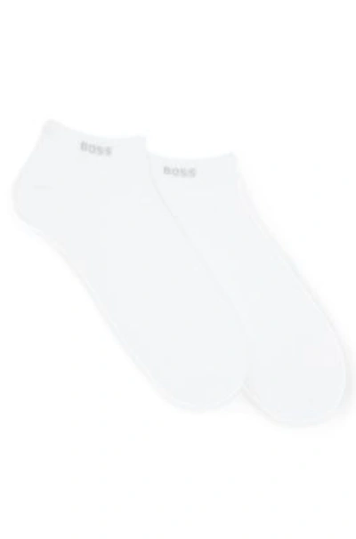 Hugo Boss Two-pack Of Ankle-length Socks In Stretch Fabric In White