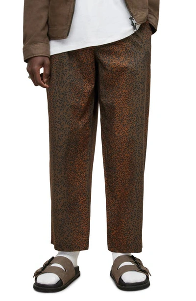 Allsaints Cowell Wide Leg Cotton Trousers In Aged Walnut