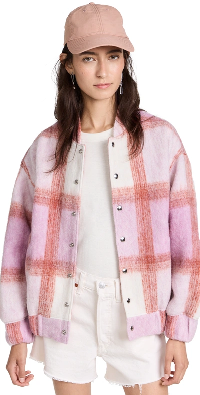 Iro Tartan-check Knitted Bomber Jacket In Pink