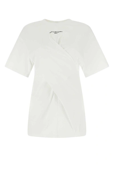 Stella Mccartney Twist Logo Printed Crewneck T-shirt In White