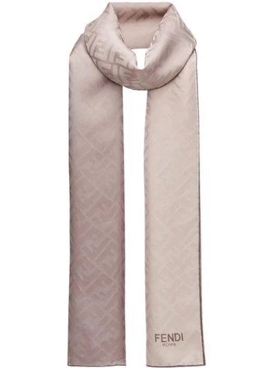 Fendi Ff Monogram Jacquard Scarf In Tortora