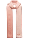 Fendi Two-tone Embossed Logo Scarf In Pink