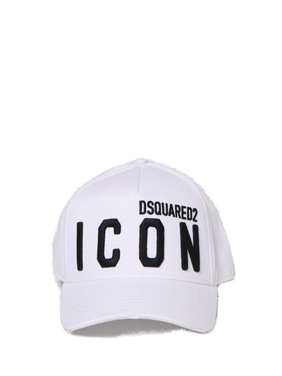 Dsquared2 Icon Logo Embroidered Distressed Baseball Cap In White
