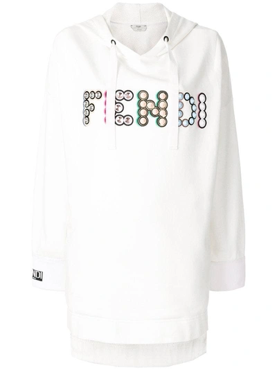 Fendi Studded Logo Sweatshirt In White