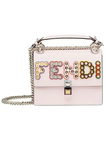 Fendi Small Kan I Studded Logo Leather Bag In Pink&purple