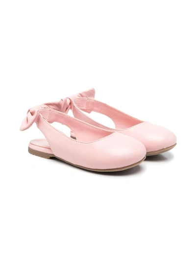 Age Of Innocence Kids' Bow-detail Leather Ballerina Shoes In Pink