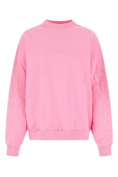 Balenciaga 'bb Paris' Logo Cotton Oversized Sweatshirt In Pink