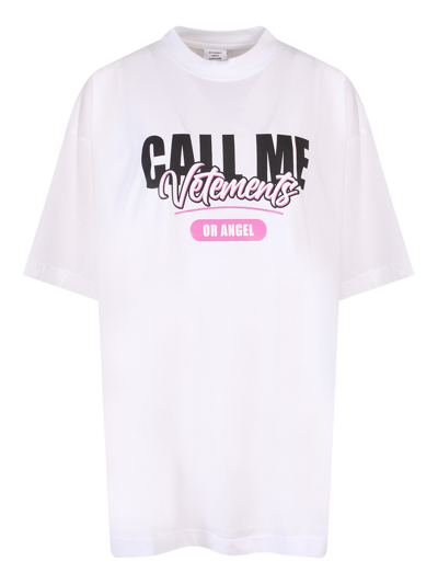Vetements Call Me T-shirt In White