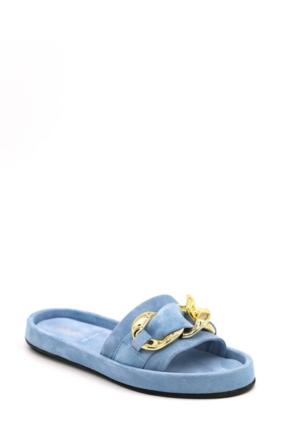 Golo Trieste Slide Sandal In Celeste Blue Suede