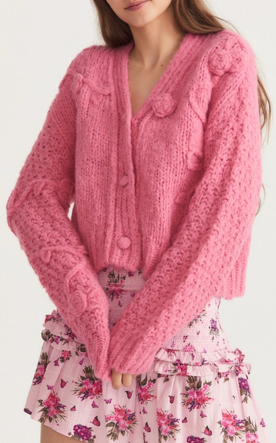 ショッピング ラブスハックファンシー レディース ニット セーター アウター Fabietto Puff-Sleeve Alpaca-Blend  Crop Cardigan vivid pink