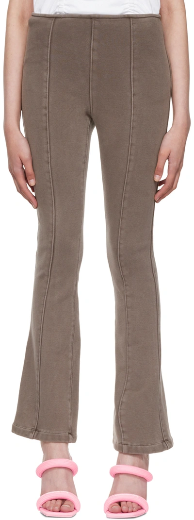 Alexander Wang Slim Flare Pant In Heavy Stretch Terry In Washed Cola