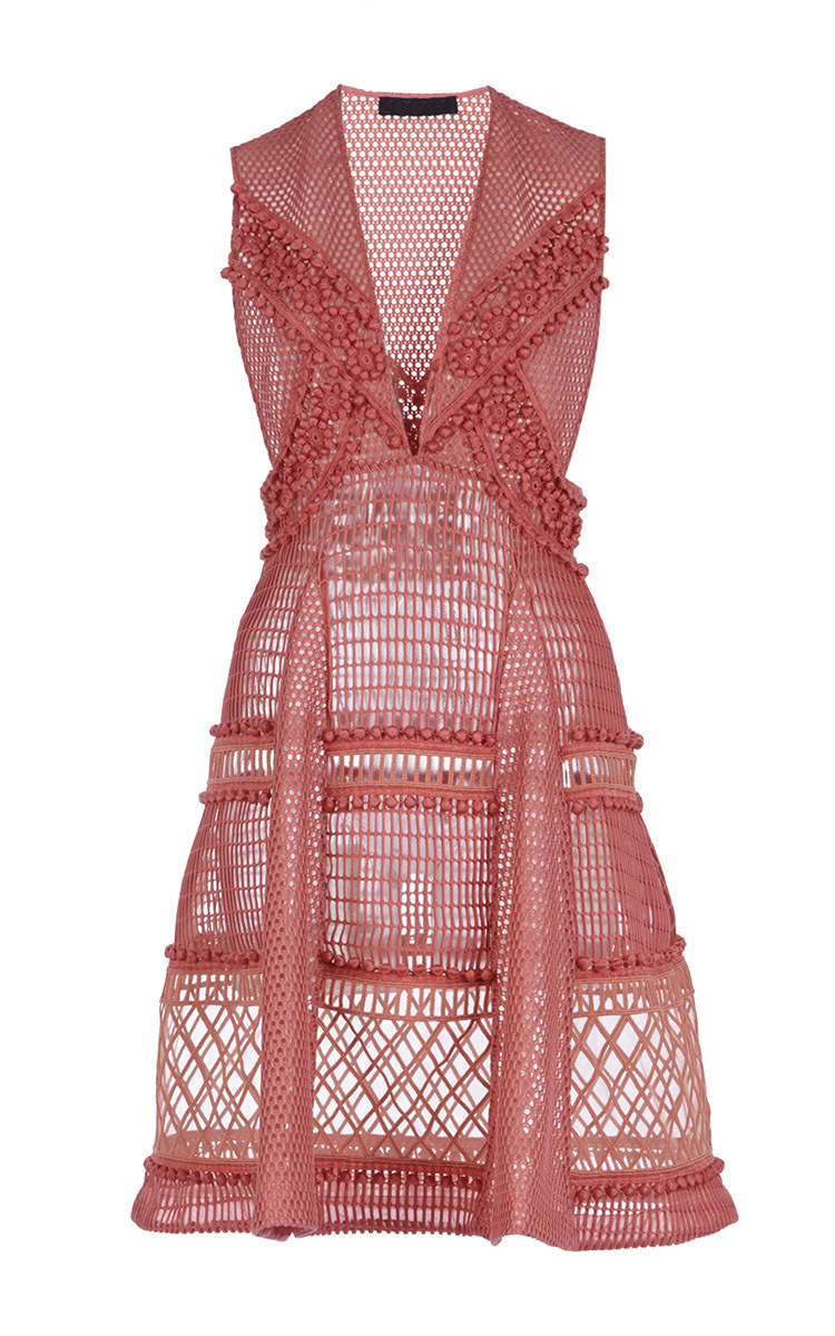 Burberry Pink Dress With Lace And Sport Mesh | ModeSens