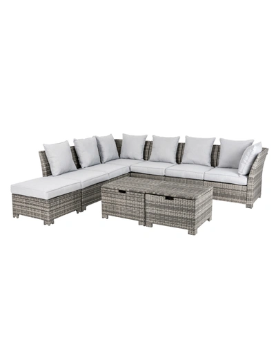 Glitzhome Outdoor Patio All-weather Wicker Sectional 9-piece Set