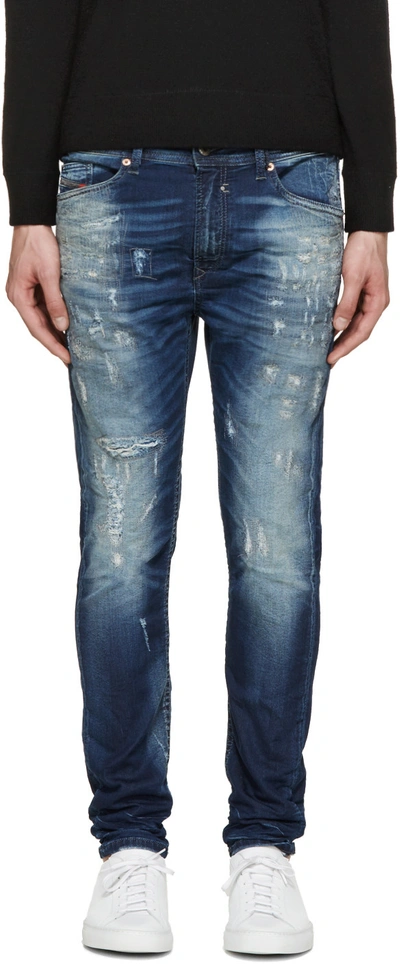 Diesel Blue Distressed Spender-ne Jogg Jeans | ModeSens