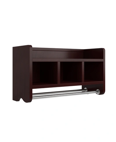 Alaterre Furniture 25" Bath Storage Shelf With Towel Rod, Espresso