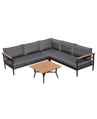 Glitzhome 4 Piece Outdoor Aluminum Sectional Sofa Set With Cushions