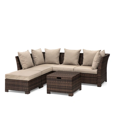 Glitzhome Outdoor Patio All-weather Wicker Sectional 6-piece Set