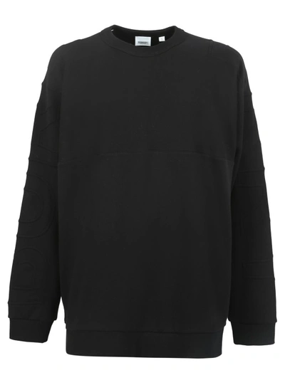 Burberry Logo Embossed Sweatshirt In Black