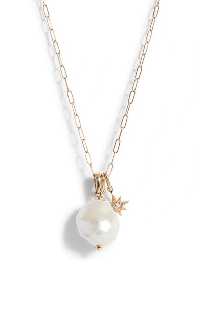 Anzie Women's Cleo 14k Gold, White Topaz & Pearl Mixed Pendant Necklace