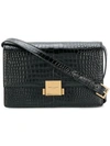 Saint Laurent Bellechasse Croc-effect Glossed-leather Shoulder Bag In Black