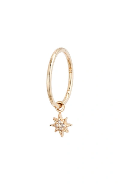 Anzie Mel Soldera Single Starburst Drop Hoop Earring In Gold/ Diamond/ 14mm