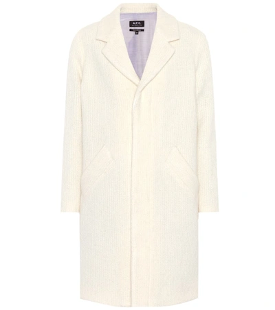 Apc Eleven Ribbed Wool And Mohair-blend Coat In White