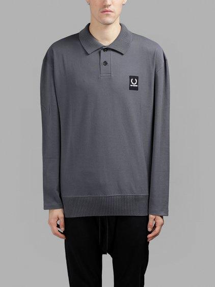fred perry long sleeve polo grey